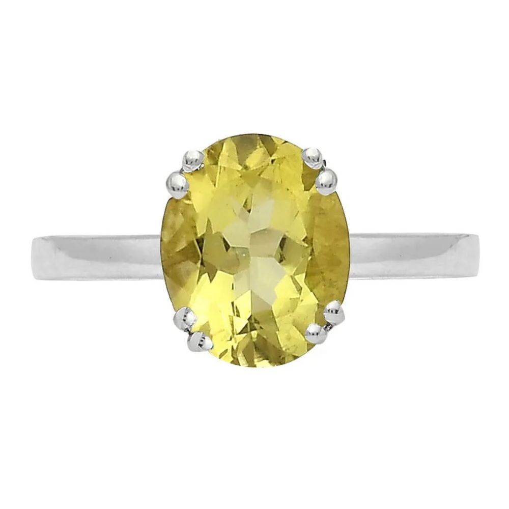 Gorgeous faceted lemon quartz sterling silver ring - Picture 3 of 4